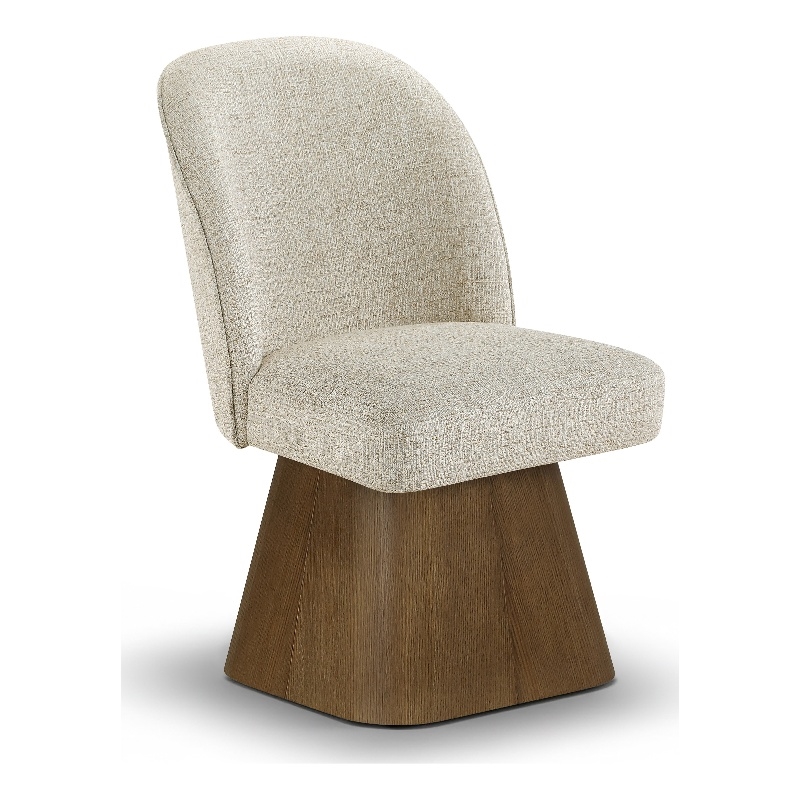 Meridian Furniture Marlowe Beige Linen Textured Fabric Swivel Dining Side Chair