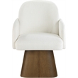 Meridian Furniture Marlowe Cream Linen Textured Fabric Swivel Dining Arm Chair