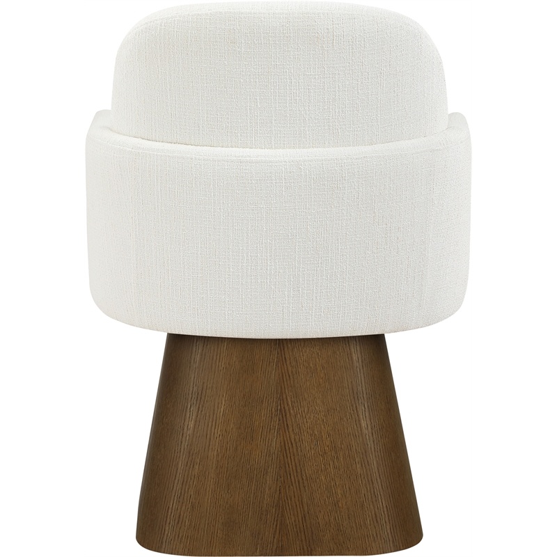 Meridian Furniture Marlowe Cream Linen Textured Fabric Swivel Dining Arm Chair