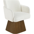 Meridian Furniture Marlowe Cream Linen Textured Fabric Swivel Dining Arm Chair