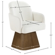 Meridian Furniture Marlowe Cream Linen Textured Fabric Swivel Dining Arm Chair