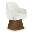 Meridian Furniture Marlowe Cream Linen Textured Fabric Swivel Dining Arm Chair
