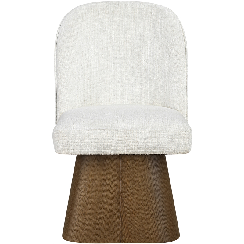Meridian Furniture Marlowe Cream Linen Textured Fabric Swivel Dining Side Chair
