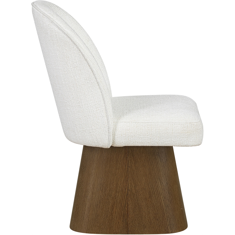 Meridian Furniture Marlowe Cream Linen Textured Fabric Swivel Dining Side Chair