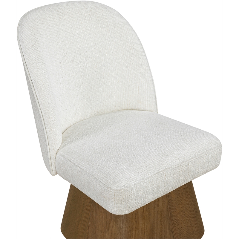 Meridian Furniture Marlowe Cream Linen Textured Fabric Swivel Dining Side Chair