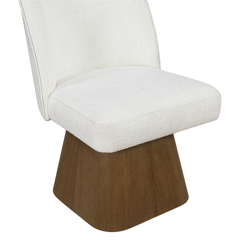 Meridian Furniture Marlowe Cream Linen Textured Fabric Swivel Dining Side Chair