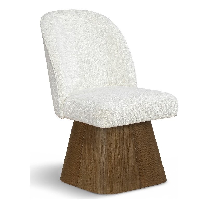 Meridian Furniture Marlowe Cream Linen Textured Fabric Swivel Dining Side Chair