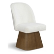 Meridian Furniture Marlowe Cream Linen Textured Fabric Swivel Dining Side Chair