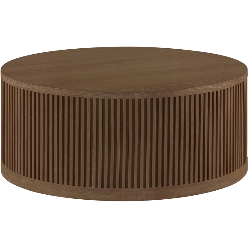Meridian Furniture Madera Brown Oak Veneer With Caster Wheels Coffee Table