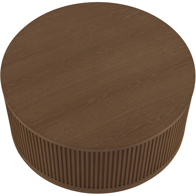 Meridian Furniture Madera Brown Oak Veneer With Caster Wheels Coffee Table