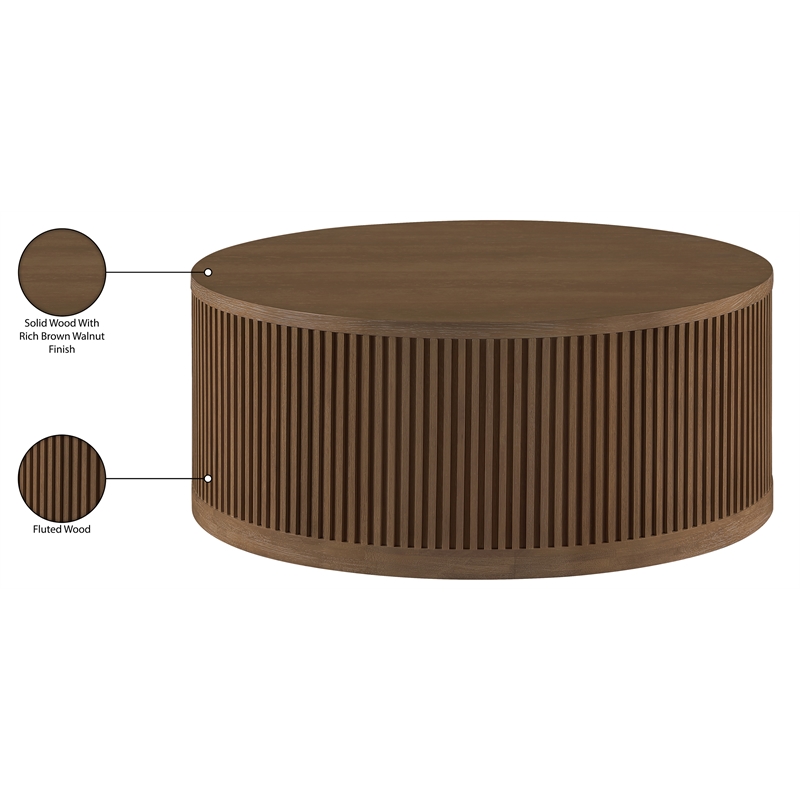 Meridian Furniture Madera Brown Oak Veneer With Caster Wheels Coffee Table
