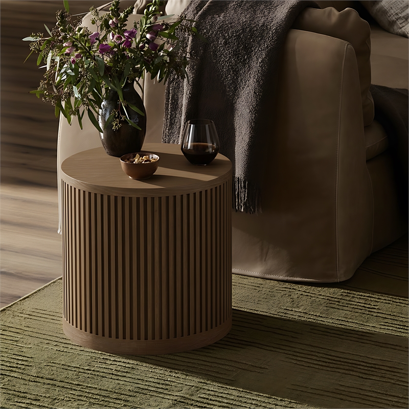 Meridian Furniture Madera Brown Walnut Oak Veneer And Solid Wood End Table