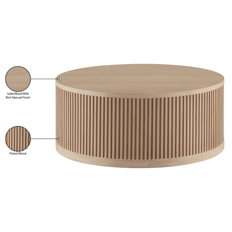 Meridian Furniture Madera Natural Oak Veneer With Caster Wheels Coffee Table