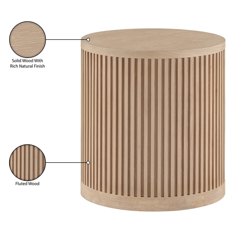 Meridian Furniture Madera Natural Oak Veneer And Solid Wood End Table