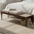 Meridian Furniture Nara Beige Linen Textured Fabric Upholstered Bench
