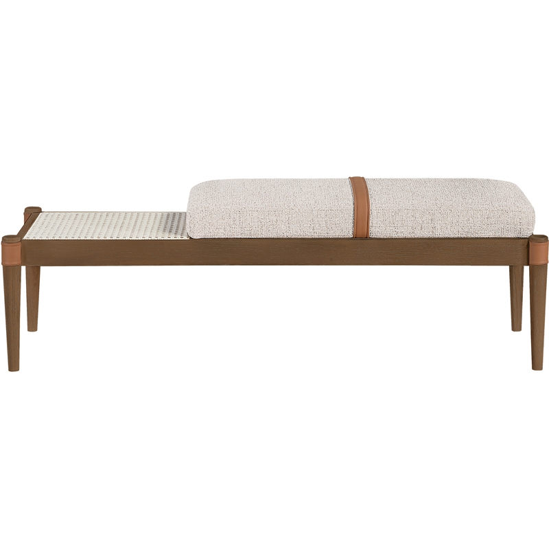Meridian Furniture Nara Beige Linen Textured Fabric Upholstered Bench