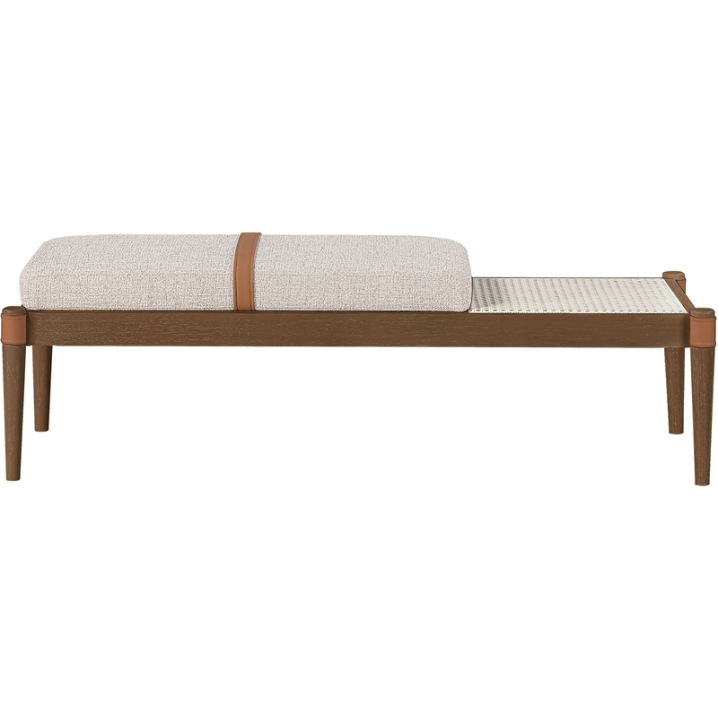 Meridian Furniture Nara Beige Linen Textured Fabric Upholstered Bench