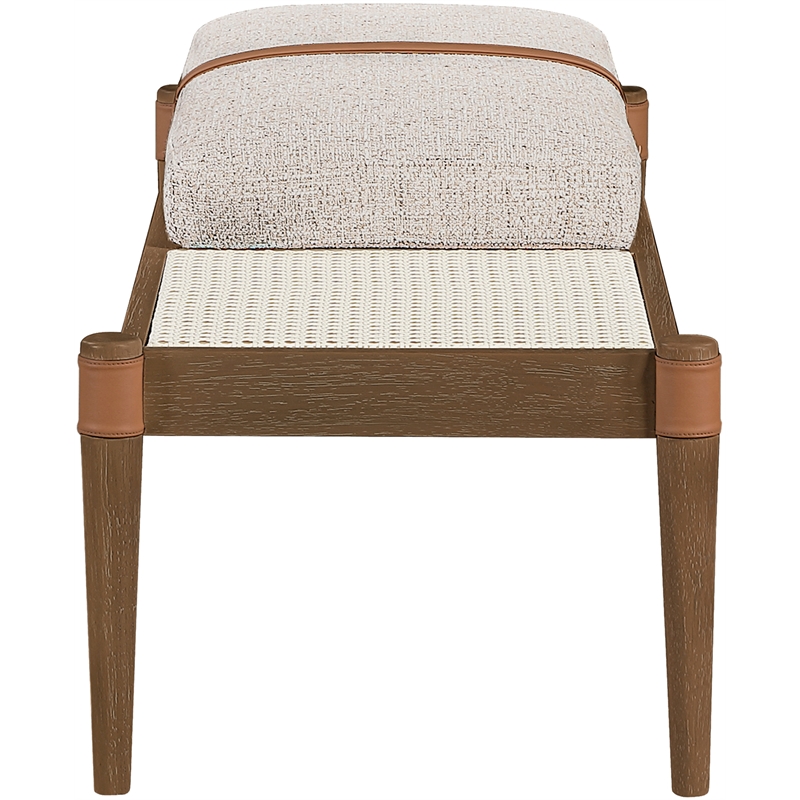 Meridian Furniture Nara Beige Linen Textured Fabric Upholstered Bench