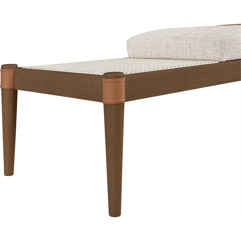 Meridian Furniture Nara Beige Linen Textured Fabric Upholstered Bench