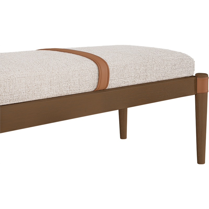Meridian Furniture Nara Beige Linen Textured Fabric Upholstered Bench