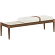 Meridian Furniture Nara Cream Linen Textured Fabric Upholstered Bench