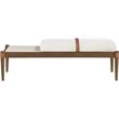 Meridian Furniture Nara Cream Linen Textured Fabric Upholstered Bench