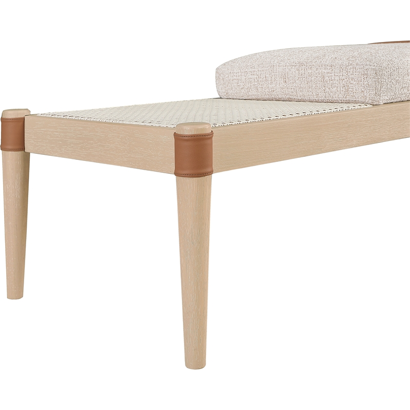 Meridian Furniture Nara Beige Linen Textured Fabric Upholstered Bench