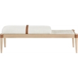 Meridian Furniture Nara Cream Linen Textured Fabric Upholstered Bench