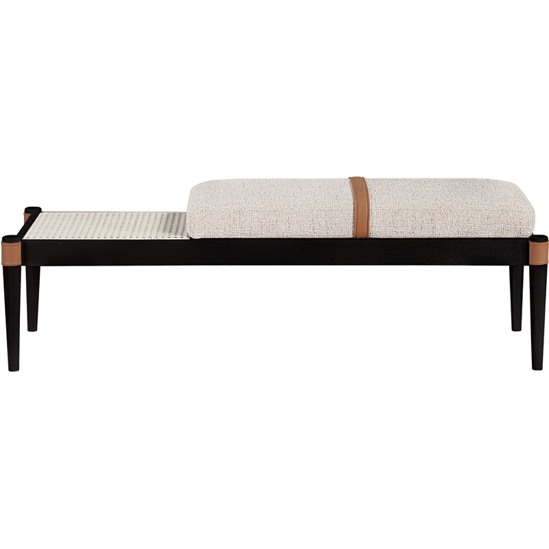 Meridian Furniture Nara Beige Linen Textured Fabric Upholstered Bench