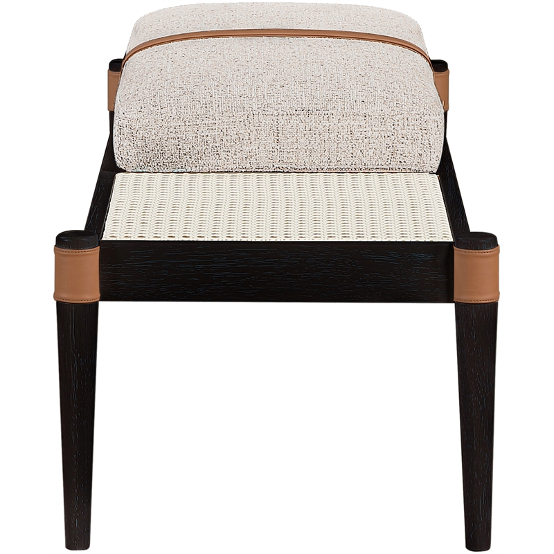 Meridian Furniture Nara Beige Linen Textured Fabric Upholstered Bench