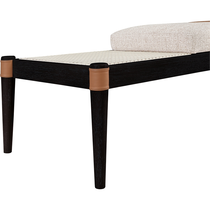 Meridian Furniture Nara Beige Linen Textured Fabric Upholstered Bench