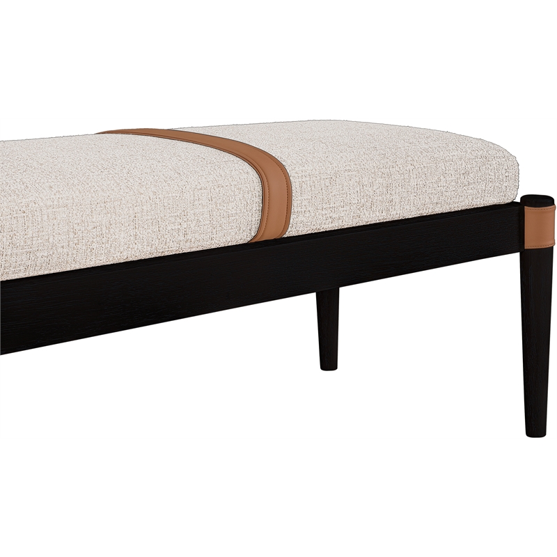Meridian Furniture Nara Beige Linen Textured Fabric Upholstered Bench