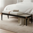 Meridian Furniture Nara Cream Linen Textured Fabric Upholstered Bench