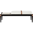 Meridian Furniture Nara Cream Linen Textured Fabric Upholstered Bench