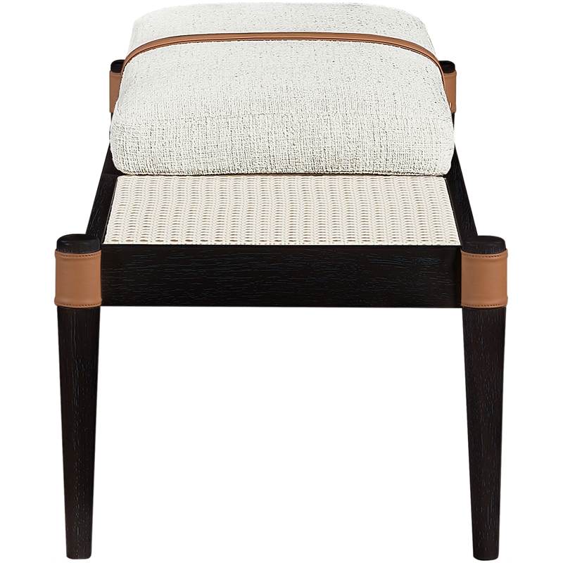 Meridian Furniture Nara Cream Linen Textured Fabric Upholstered Bench
