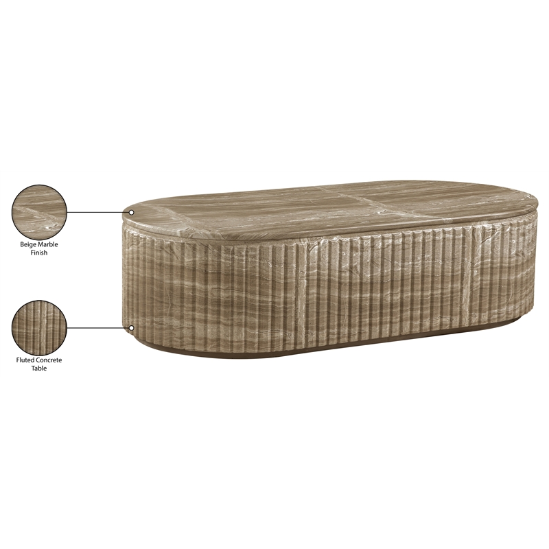 Meridian Furniture Catania Beige Concrete Indoor/Outdoor Coffee Table