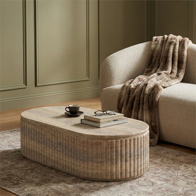 Meridian Furniture Catania Travertine Concrete Indoor/Outdoor Coffee Table