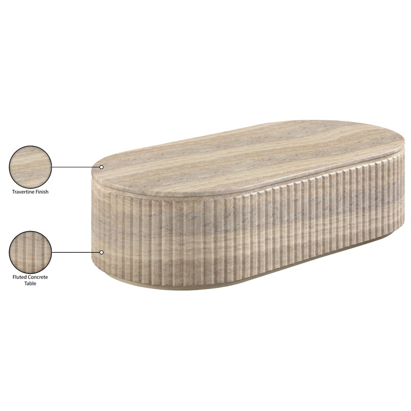 Meridian Furniture Catania Travertine Concrete Indoor/Outdoor Coffee Table