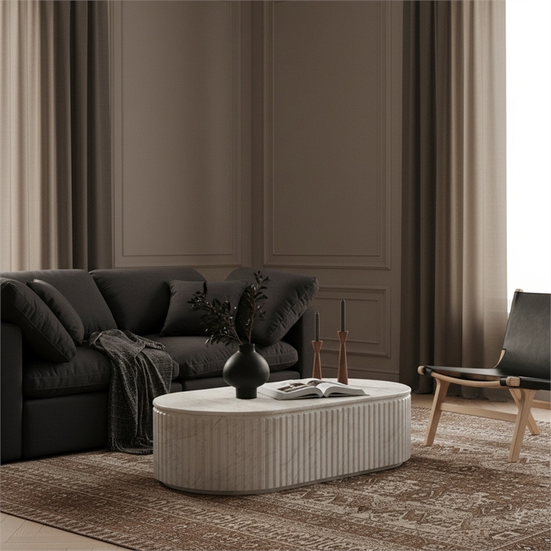 Meridian Furniture Catania White Concrete Indoor/Outdoor Coffee Table