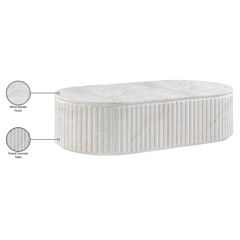 Meridian Furniture Catania White Concrete Indoor/Outdoor Coffee Table
