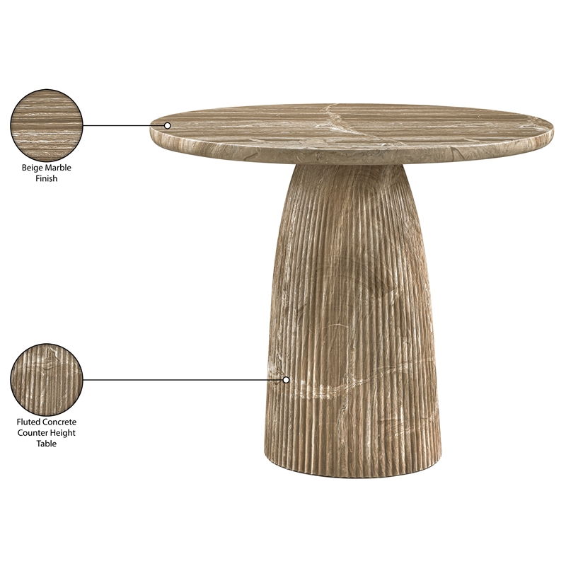 Meridian Furniture Venosa Beige Concrete Indoor / Outdoor Counter Height Table