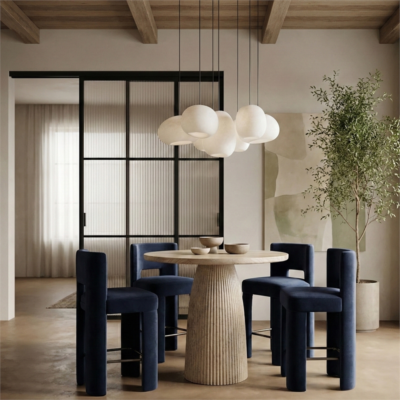 Meridian Furniture Venosa Travertine Concrete In / Outdoor Counter Height Table