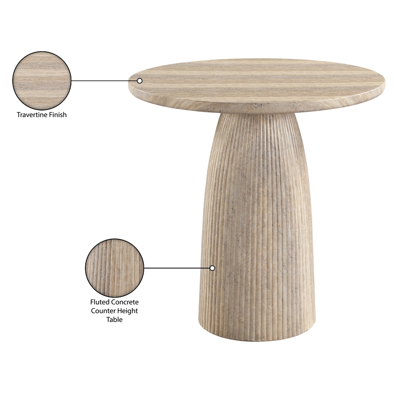Meridian Furniture Venosa Travertine Concrete In / Outdoor Counter Height Table