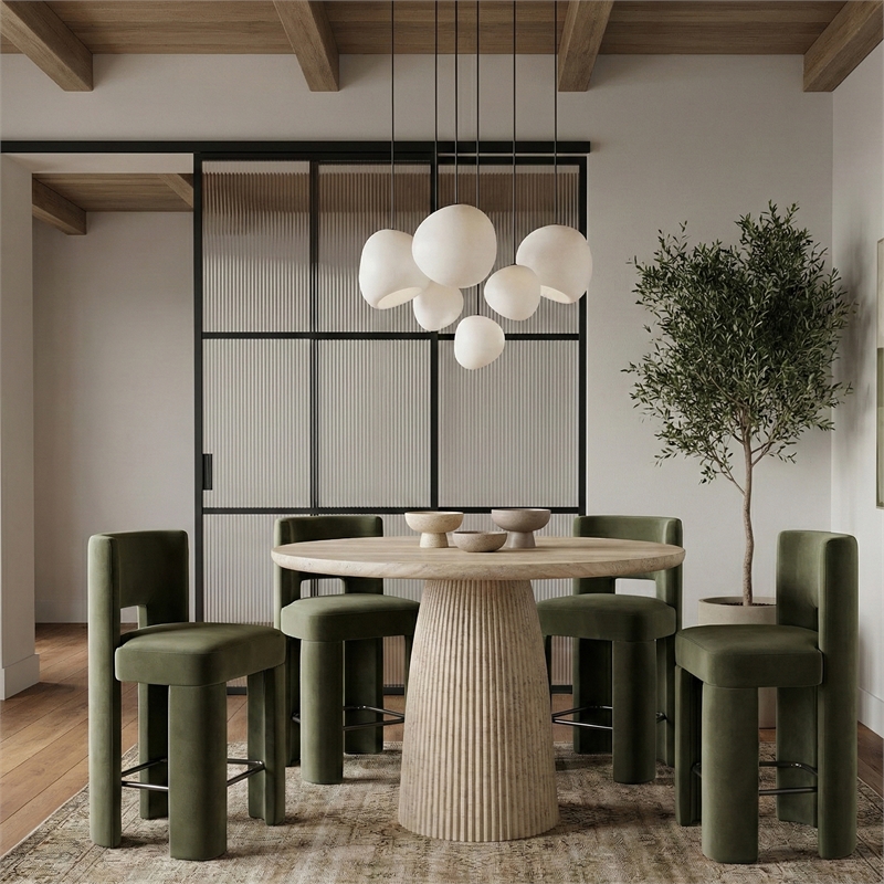 Meridian Furniture Venosa Travertine Concrete In / Outdoor Counter Height Table