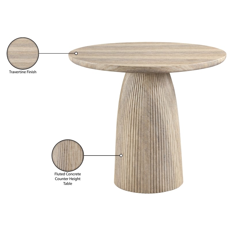 Meridian Furniture Venosa Travertine Concrete In / Outdoor Counter Height Table