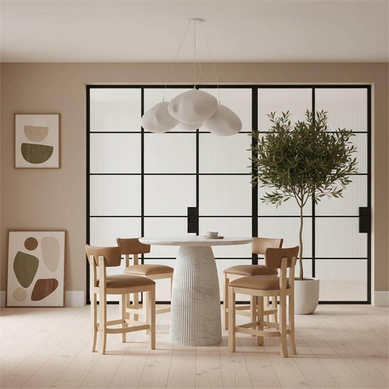 Meridian Furniture Venosa White Concrete Indoor / Outdoor Counter Height Table