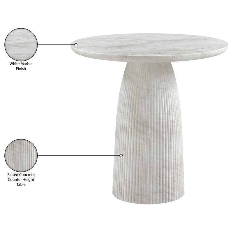Meridian Furniture Venosa White Concrete Indoor / Outdoor Counter Height Table