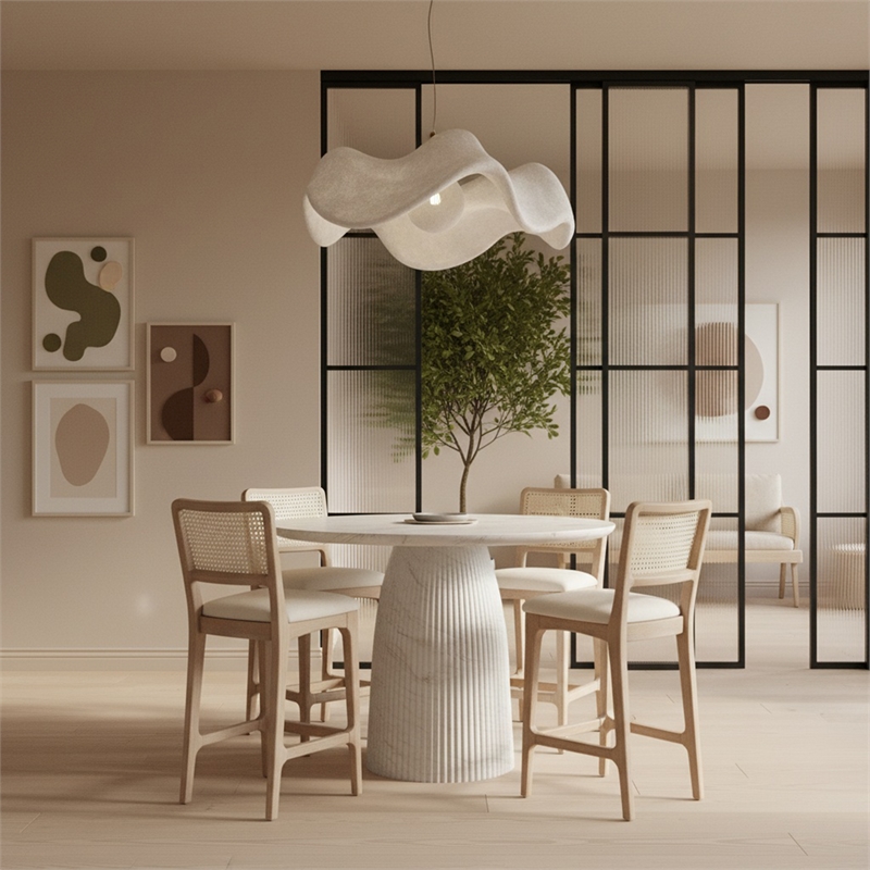 Meridian Furniture Venosa White Concrete Indoor / Outdoor Counter Height Table