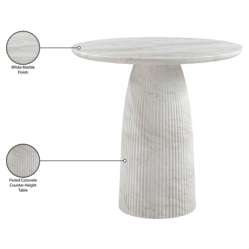 Meridian Furniture Venosa White Concrete Indoor / Outdoor Counter Height Table