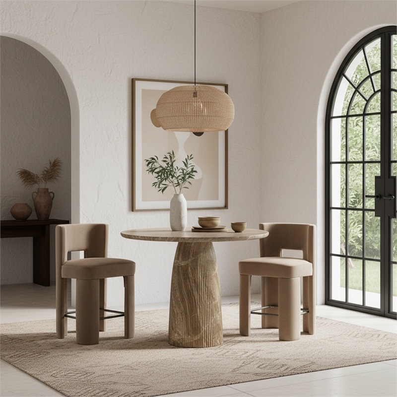 Meridian Furniture Venosa Beige Concrete Indoor / Outdoor Bar Table